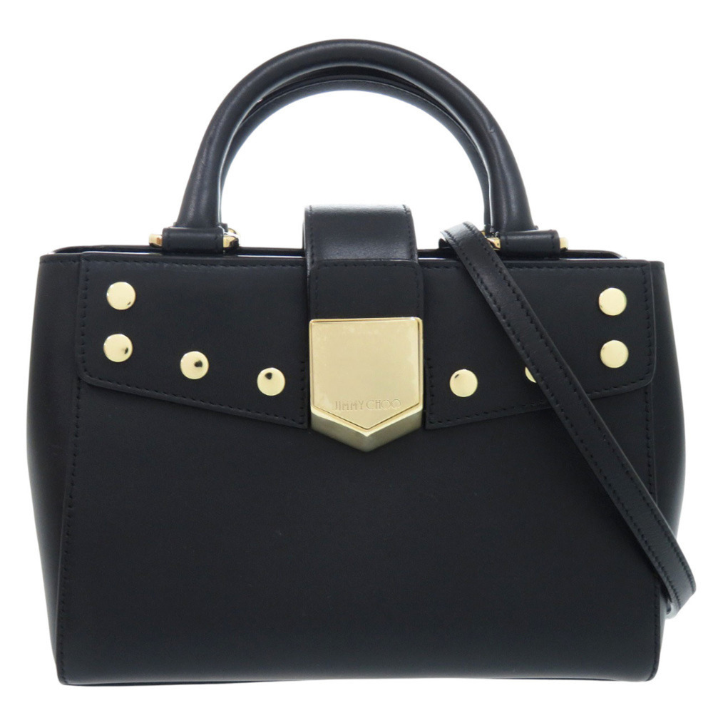 Jimmy Choo Rocket Studs 2-Way Leather Black Handbag Shoulder Bag 1873JIMMY CHOO